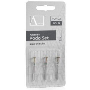 Podo Set „Top 02“ Gold (Diamantfräser – Scheibe, 3 Stück / Packung)