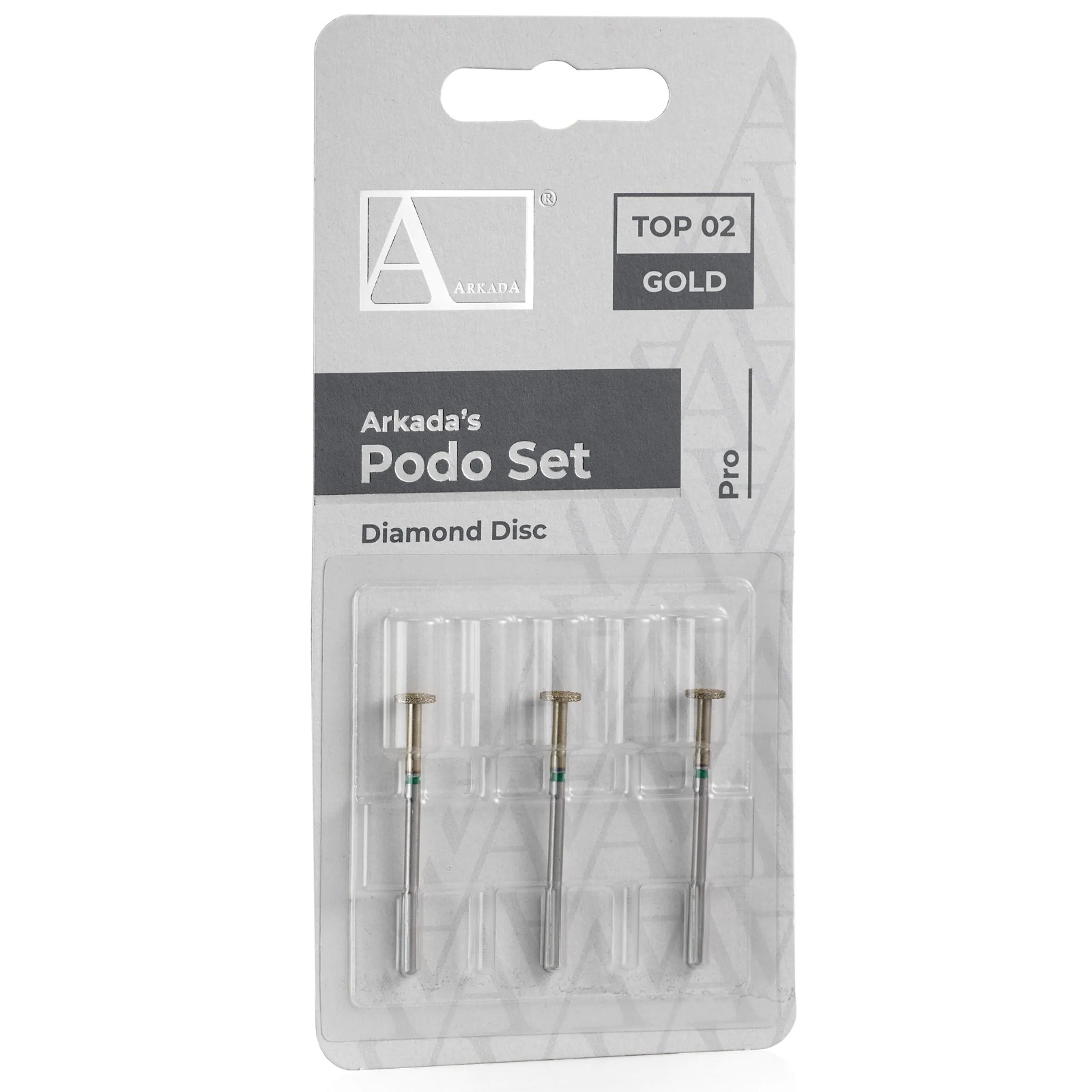 Podo Set „Top 02“ Gold (Diamantfräser – Scheibe, 3 Stück / Packung)