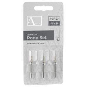 Podo Set „Top 03“ Gold (Diamantfräser – Schlitzfräser, 3 Stück / Packung)