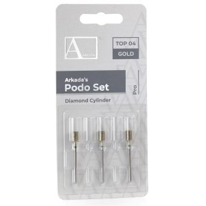Podo Set „Top 04“ Gold (Diamantfräser – Zylinder, 3 Stück / Packung)