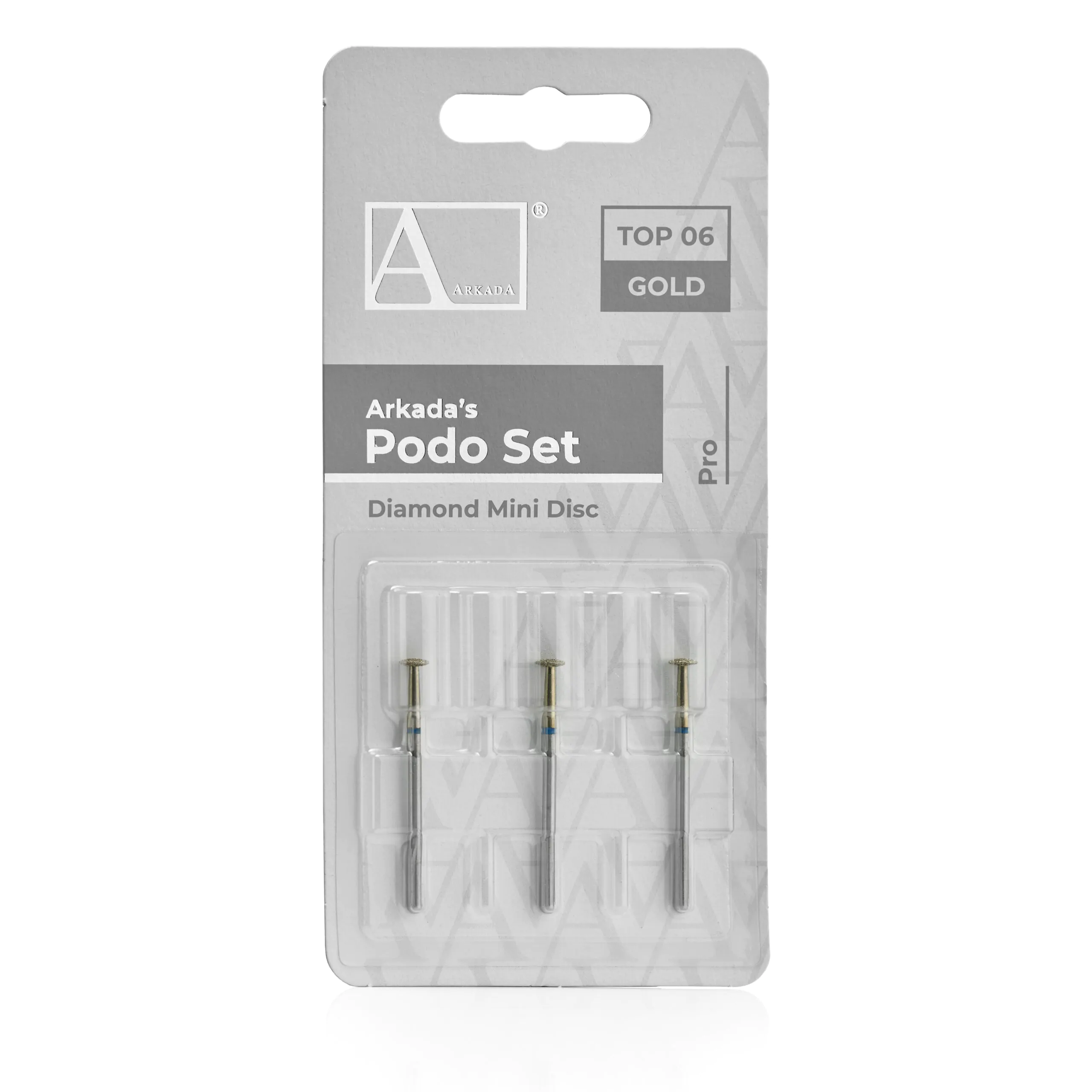 Podo Set „Top 06“ Gold (Diamantfräser – Mini-Scheibe 5 mm , 3 Stück / Packung)